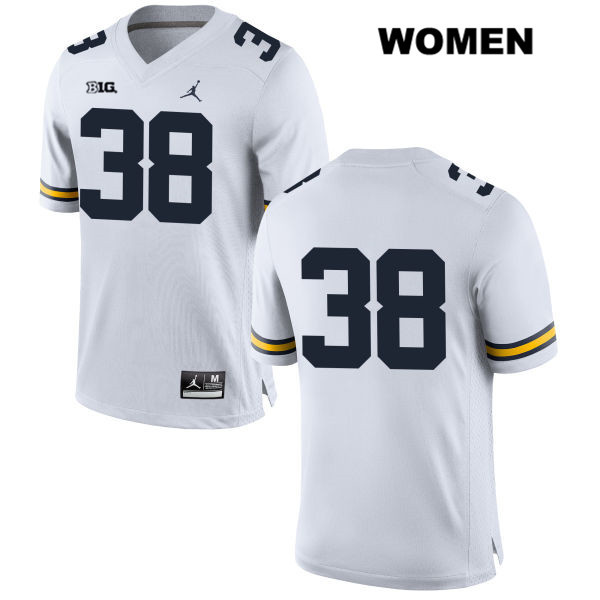 Women's NCAA Michigan Wolverines Joseph Files #38 No Name White Jordan Brand Authentic Stitched Football College Jersey UF25U35UO